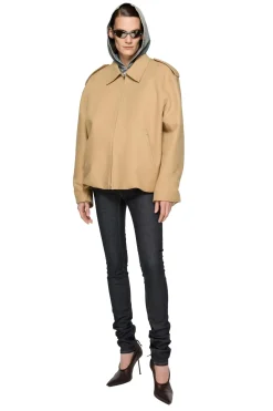 Acne Cotton Satin Jacket Jakke Beige