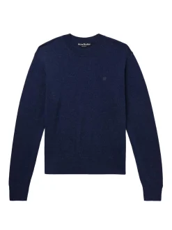 Acne Face Jumper Yak Wool Genser Navy
