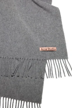 Acne Fringe Wool Scarf Skjerf Koksgrå