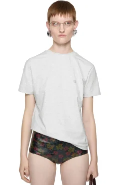 Acne Regular Fit Face T-shirt T-shirt Lys Grå Melert