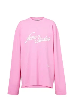 Acne T-shirt Logo - Relaxed Fit Genser Rosa