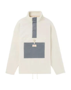 Amundsen Vagabond Cord Fleece Mens Genser Hvit Og Blå