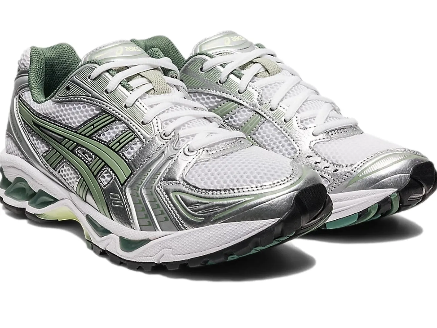 Asics GEL- KAYANO 14 White/Slate Grey Sko Grønn