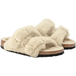 Birkenstock Arizona Big Buckle Teddy Narrow Sko Off-White