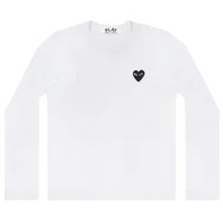 Comme des Garcons Play Unisex T-Shirt LS Black Emblem Genser Hvit