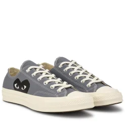 Comme des Garcons Play x Converse CDG Big Heart LOW Top Grey Sko Grå