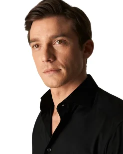 Eton Black Four-Way Stretch Shirt Skjorte Sort