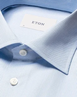Eton Fine Stripe Signature Twill Shirt Skjorte Lyseblå Striper