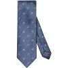 Eton Geometric Silk Linen Tie Slips Marine