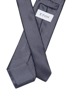 Eton Geometric Woven Slik Tie Slips Mørkeblå