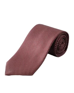 Eton Geometric Woven Slik Tie Slips Burgunder Mønster