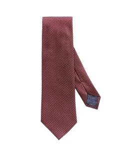 Eton Geometric Woven Slik Tie Slips Burgunder Mønster