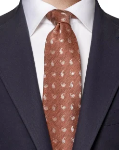 Eton Paisley Silk Linen Tie Slips Rød