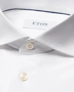 Eton Semi Solid Four-Way Stretch Shirt Skjorte Hvit