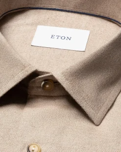 Eton Solid Flannel Shirt Skjorte Brun/Beige