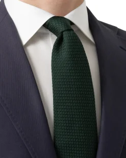 Eton Solid Grenadine Tie Slips Mørkegrønn