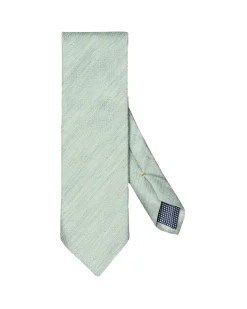 Eton Solid Silk Linen Tie Slips Lysegrønn