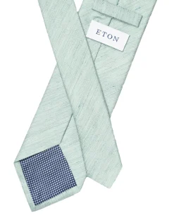 Eton Solid Silk Linen Tie Slips Lysegrønn