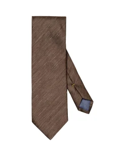 Eton Solid Silk Linen Tie Slips Brun