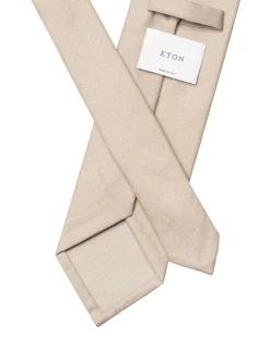 Eton Solid Wool Flannel Tie Slips Beige