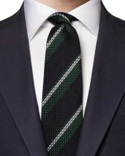 Eton Striped Grenadine Silk Tie Slips Blå Og Grønn