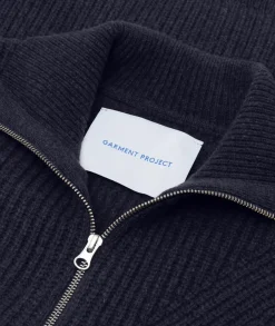 Garment Project Half Zip Wool Knit Genser Navy
