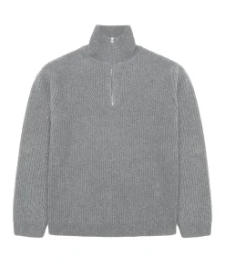 Garment Project Half Zip Wool Knit Genser Lys Grå Melert