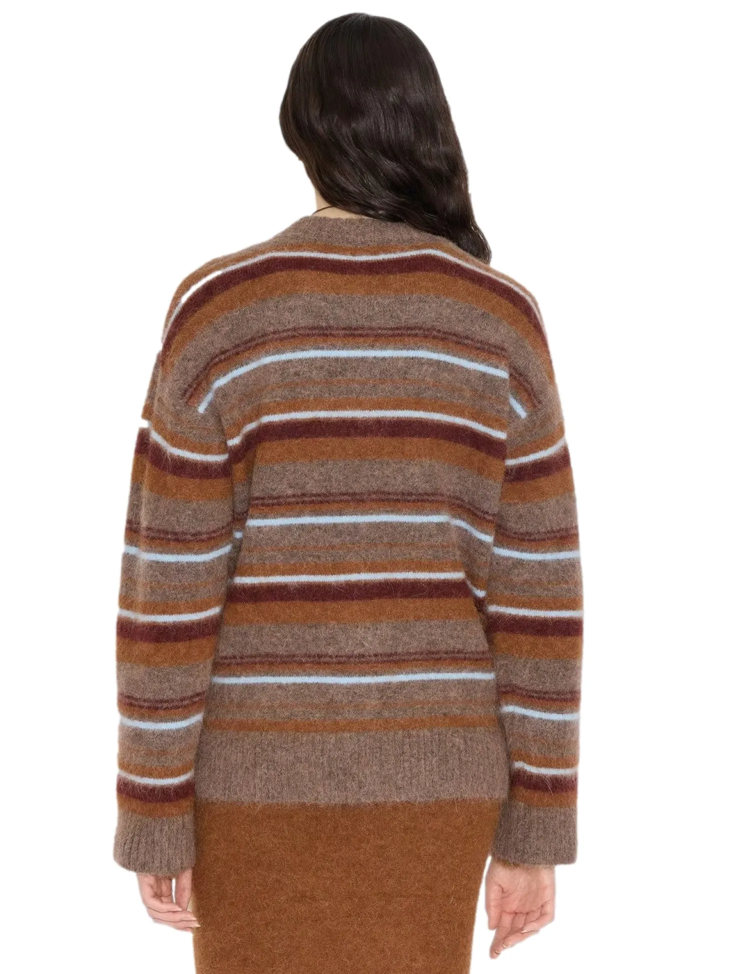 Holzweiler Fluffy Stripe Crew Genser Lysebrun