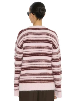 Holzweiler Fluffy Stripe Crew Genser Rosa Mønster