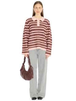 Holzweiler Olivia Wool Polo Genser Rosa Mønster