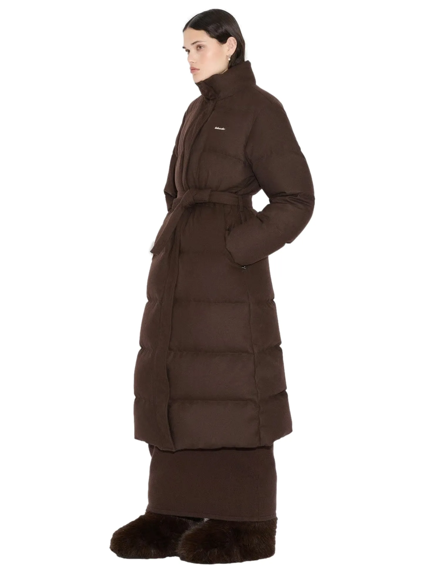 Holzweiler W Tech Wool Down Coat Jakke Mørkebrun