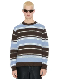 Holzweiler WOOL STRIPE CREW Genser Lyseblå Striper