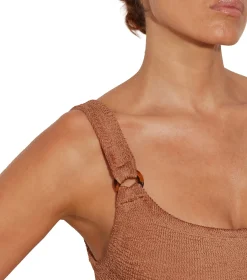 Hunza G Domino Swim Crinkle Badedrakt Brun