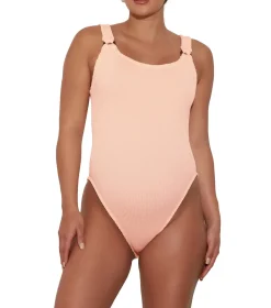 Hunza G Domino Swim Crinkle Badedrakt Off-White