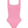 Hunza G Square neck swim crinkle Badedrakt Rosa