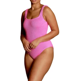 Hunza G Square neck swim crinkle Badedrakt Rosa