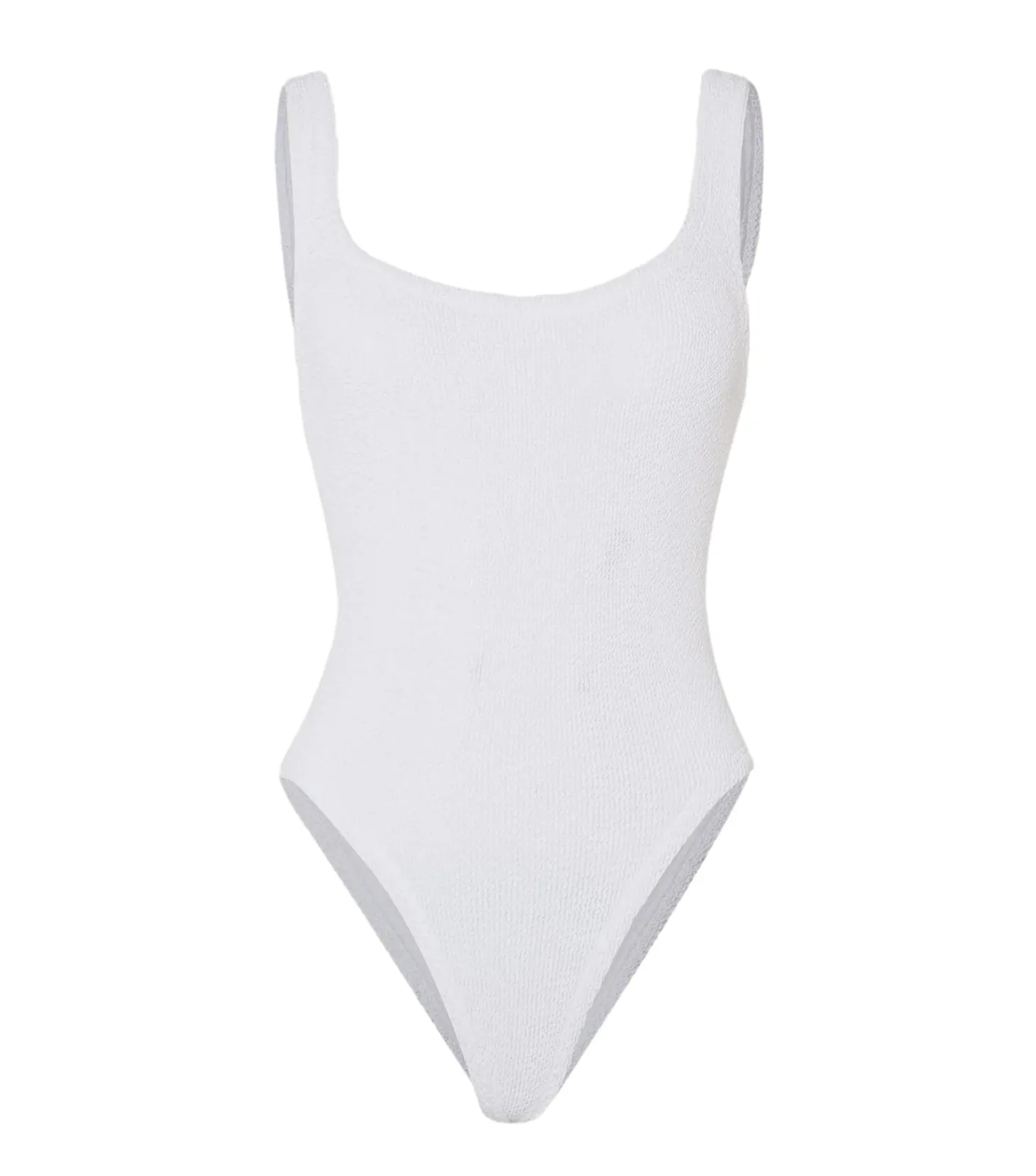 Hunza G Square Neck Swim Crinkle Badedrakt Hvit