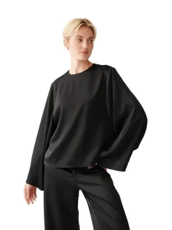 Julie Josephine Satin Bell Sleeve Blouse Skjorte Sort