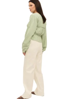 Once Untold Indiana String Blouse Skjorte Hvit Og Grønn