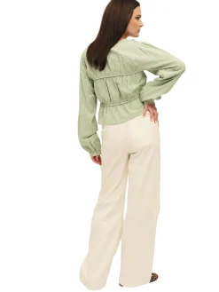 Once Untold Indiana String Blouse Skjorte Hvit Og Grønn