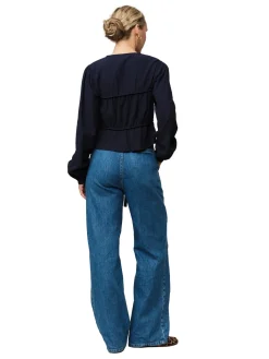 Once Untold Mercer String Blouse Skjorte Marine