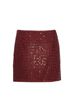 ROTATE Beaded Mini Skirt Skjørt Vinrød