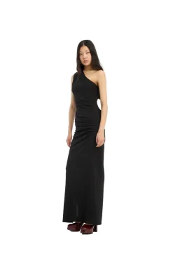 ROTATE Draped One Shoulder Dress Kjole Sort
