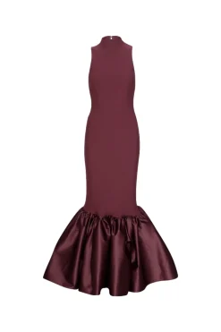 ROTATE Fitted Maxi Dress Kjole Burgunder