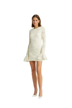 ROTATE Flower Mesh Mini Dress Kjole Off-White