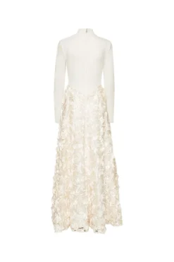 ROTATE Long Sleeve Maxi Dress Kjole Off-White