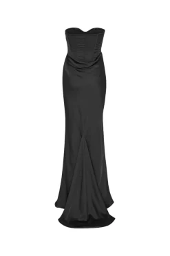 ROTATE Satin Corset Maxi Dress Kjole Sort