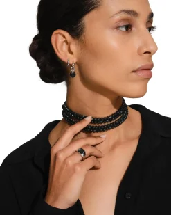 Tom Wood Kay Ring Black Larvikite Ring