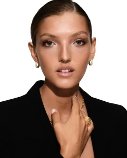 Tom Wood Liz Hoop Pave Gold Øredobber Gull