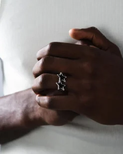 TwoJeys Icon Black Enameled Single Ring Ring Sølv / Sort